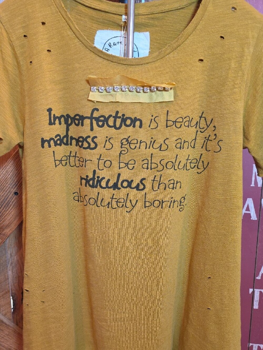 149p Mustard Short Sleeve Graphic Tee - Women - Picture 4 of 10